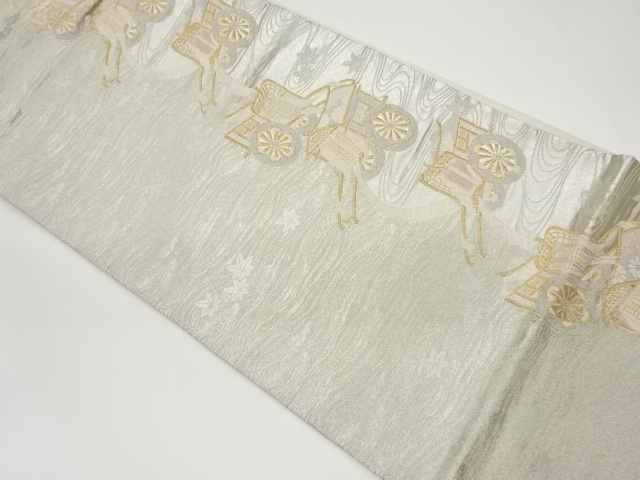 流水に御所車・紅葉模様織出し袋帯